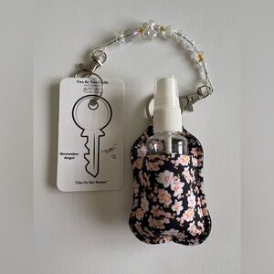 Clip-On Key Keeper Floral Hand Sanitizer Holder-November Angel “Topaz”